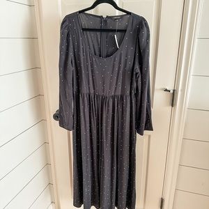 Madewell Alicia Long-Sleeve Scoopneck Midi Dress in Night Stars